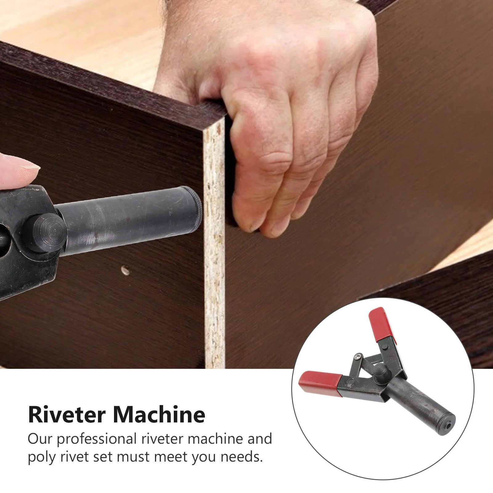 1 Set 1pc Core-pulling Riveter Machine Puller Hand Tool and 40pcs Ergonomic Design Poly Rivet (Black)