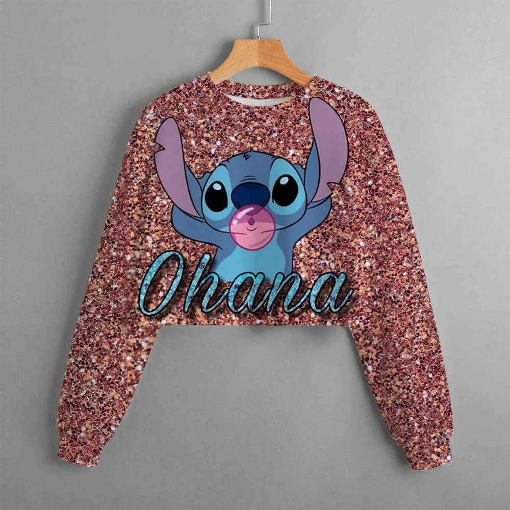 Children\'s clothing sweatshirt new cartoon casual printing Disney Stitch short sweater girl children\'s clothing clothing top