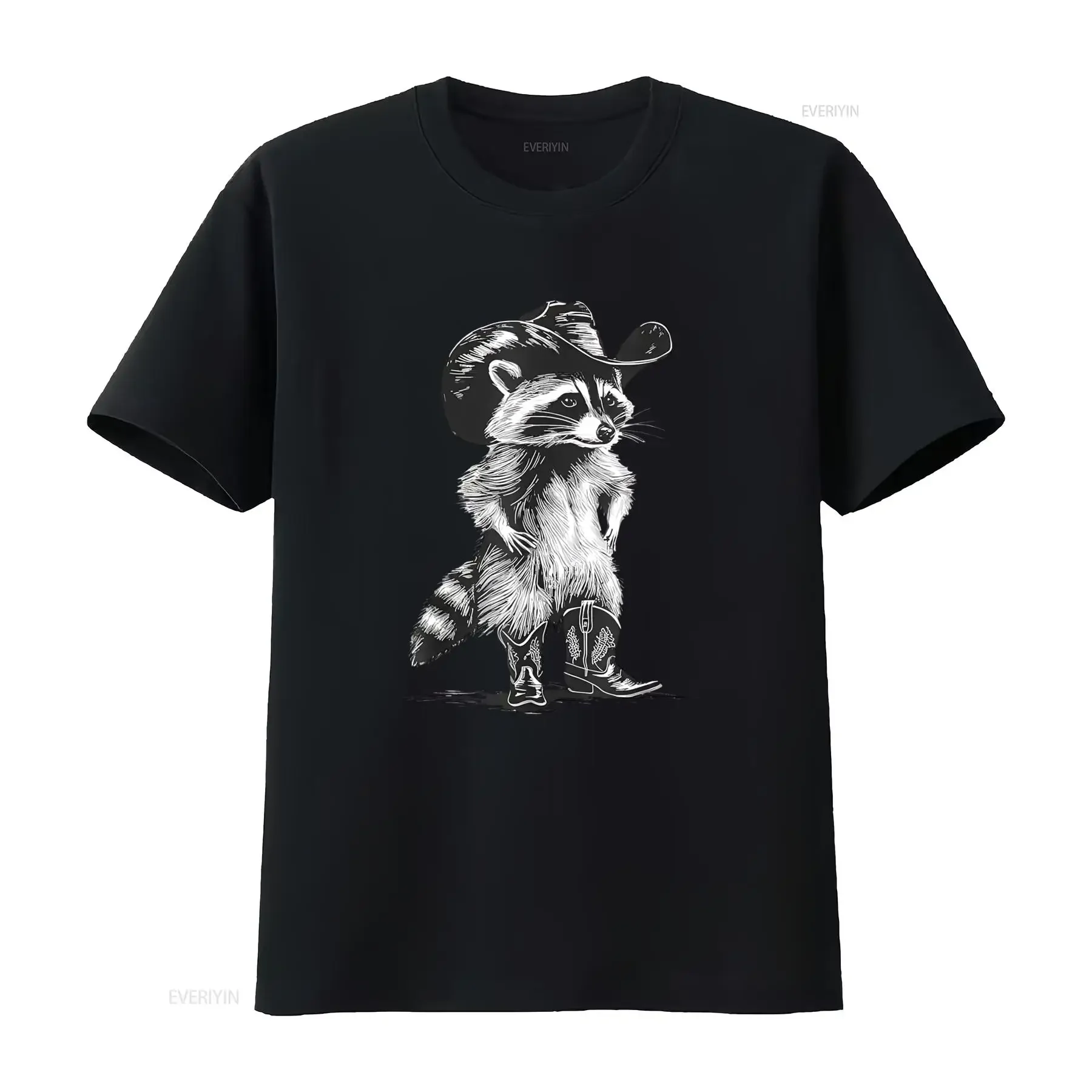 Racoon Cowboy Funny Meme T Shirt Unique Design for Western Fashion Lovers vintage Washed streetwear fashion Stretched homme