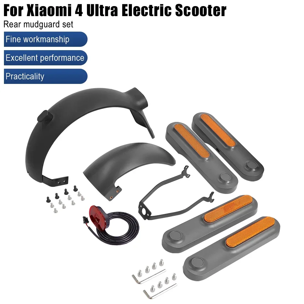 

Front Fender For Xiaomi 4 Ultra Electric Scooter Mudguard Support Bracket Taillight With Reflective Strips Side Shell Parts