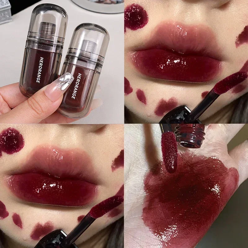 Kristallglänzende Lippenglasur, langlebig, feuchtigkeitsspendend, Antihaft-Tasse, Spiegel, flüssiger Lippenstift, wasserdichter Lippentönung, koreanisches Make-up für Frauen