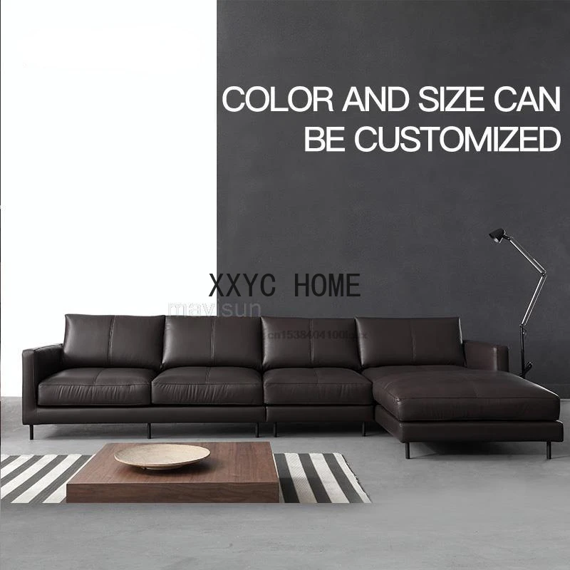 Modern Minimalist New Fashion Sofa Combination Nordic Minimalist Small Apartment Living Room Real Leather Complete Furniture