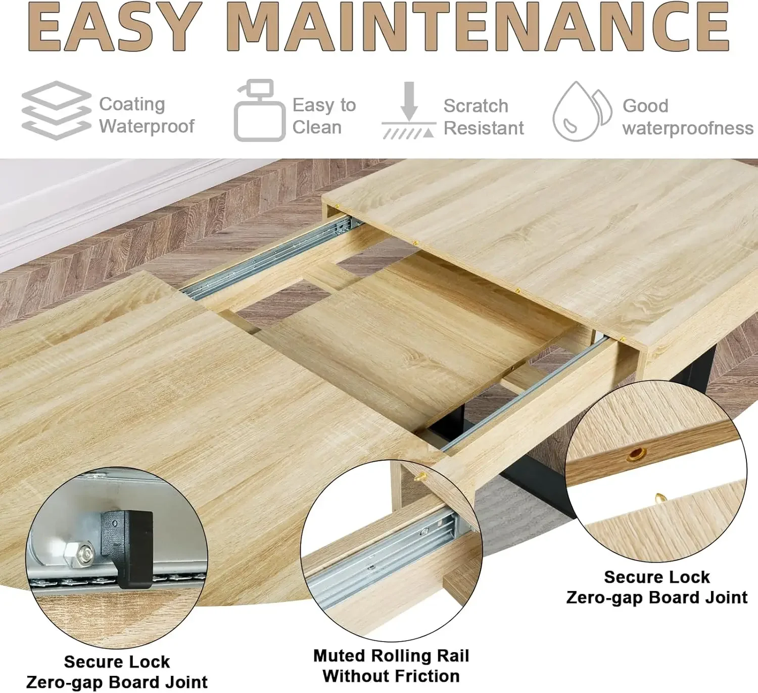 Mesa de jantar extensível de 63 ''-79