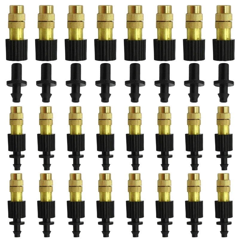Gardening Irrigation Dripper Brass  Misting Nozzles Cooling Dust Removal Sprinklers 6 mm to 4/7 mm Interface Barbed Connectors