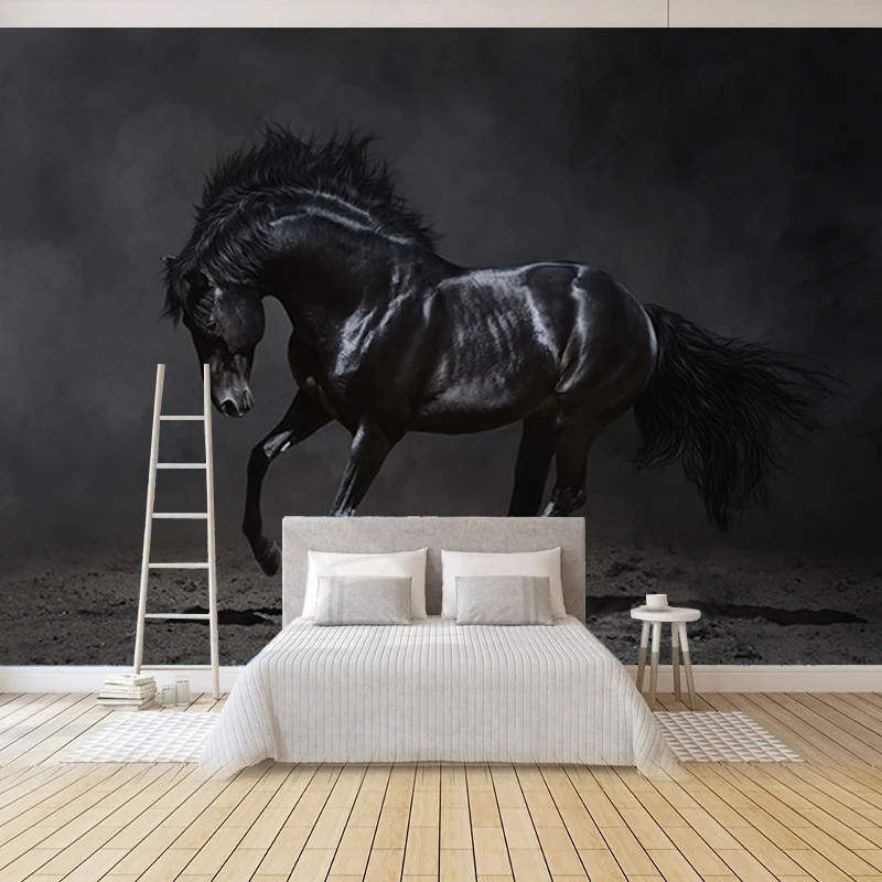 Custom Mural Wallpaper Waterproof Dark Horse Galloping Art Background Decor Living Room Children Room Bedroom Photo Wallpaper