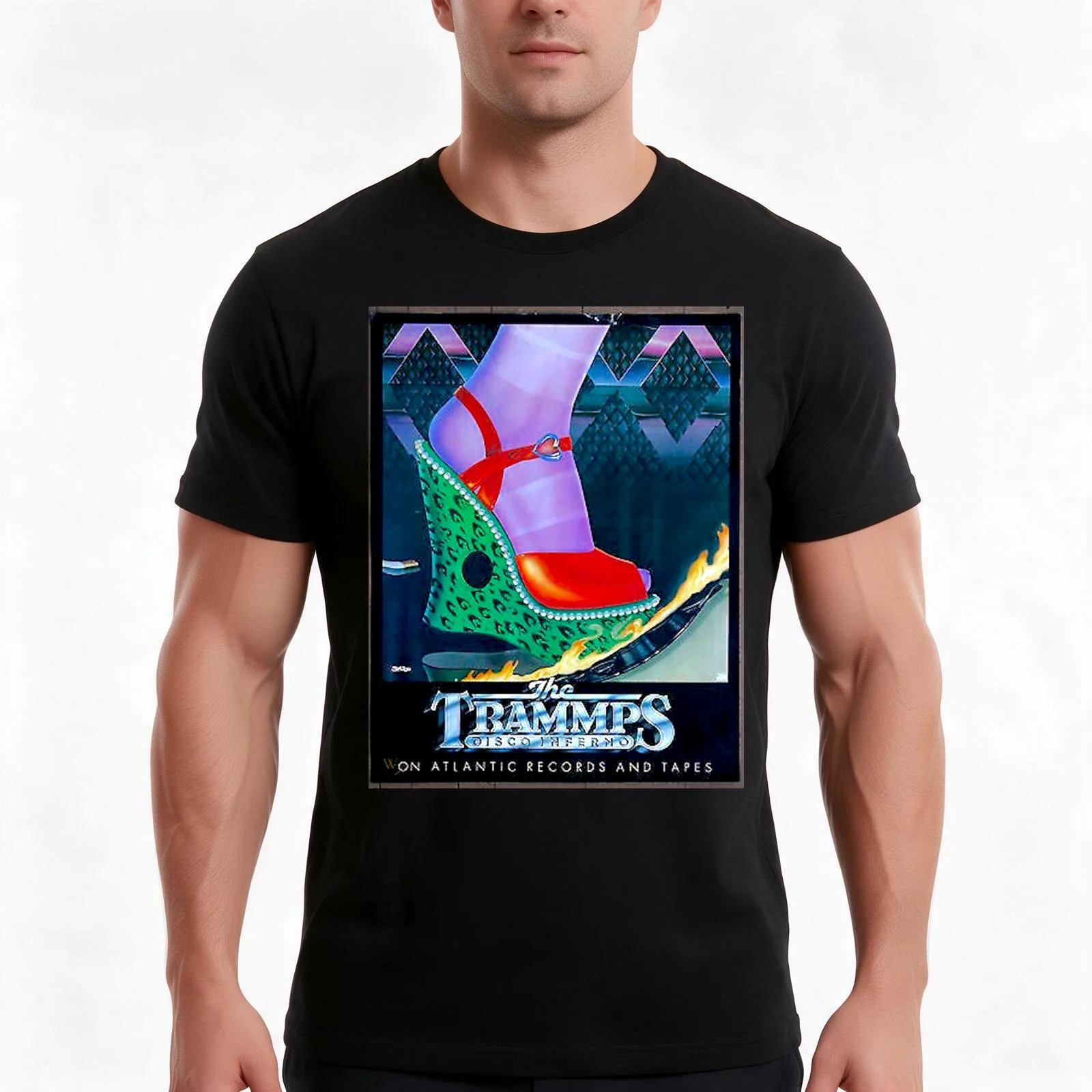 the Trammps disco inferno T-Shirt, Summer Casual Cotton Tee, Oversized Streetwear Tops, Vintage Graphic Print, Unisex Men Women