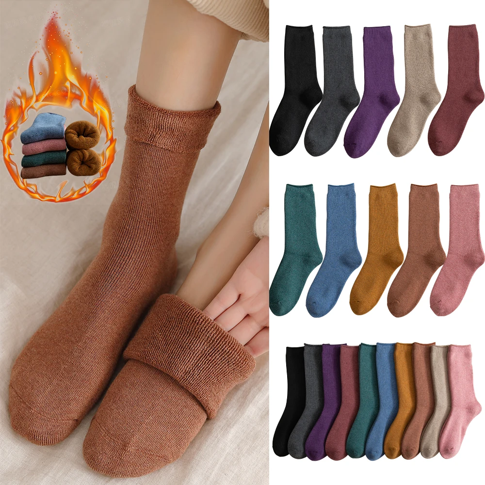 

Winter Thickened Women's Socks Medium Terry Warm Pure Cotton Casual Sports Sweat Absorbing Comfortable Fashion Ins Tidy Socks