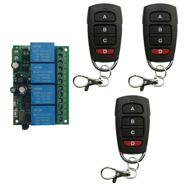 Smart Multiple AC110V 220V 433 MHz 4CH 4 Channel Wireless Radio Relay RF Remote Control Switch Receiver+Transmitter For garage