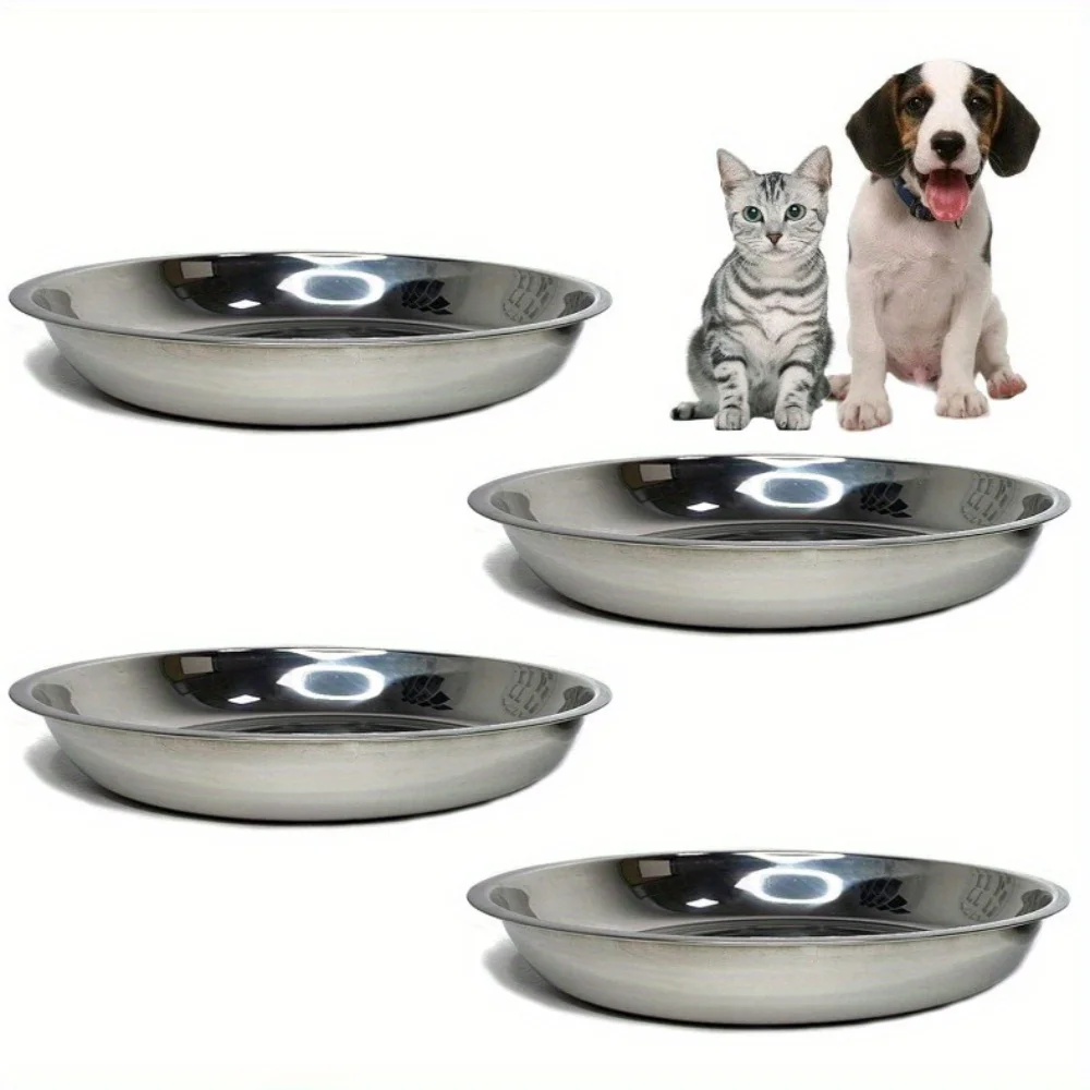 4/6Pcs Stainless Steel Cat Food Bowls - Whisker Fatigue Relief Dish, Shallow Wide Plates for Pet Cats and Dogs Feed Large Tablew
