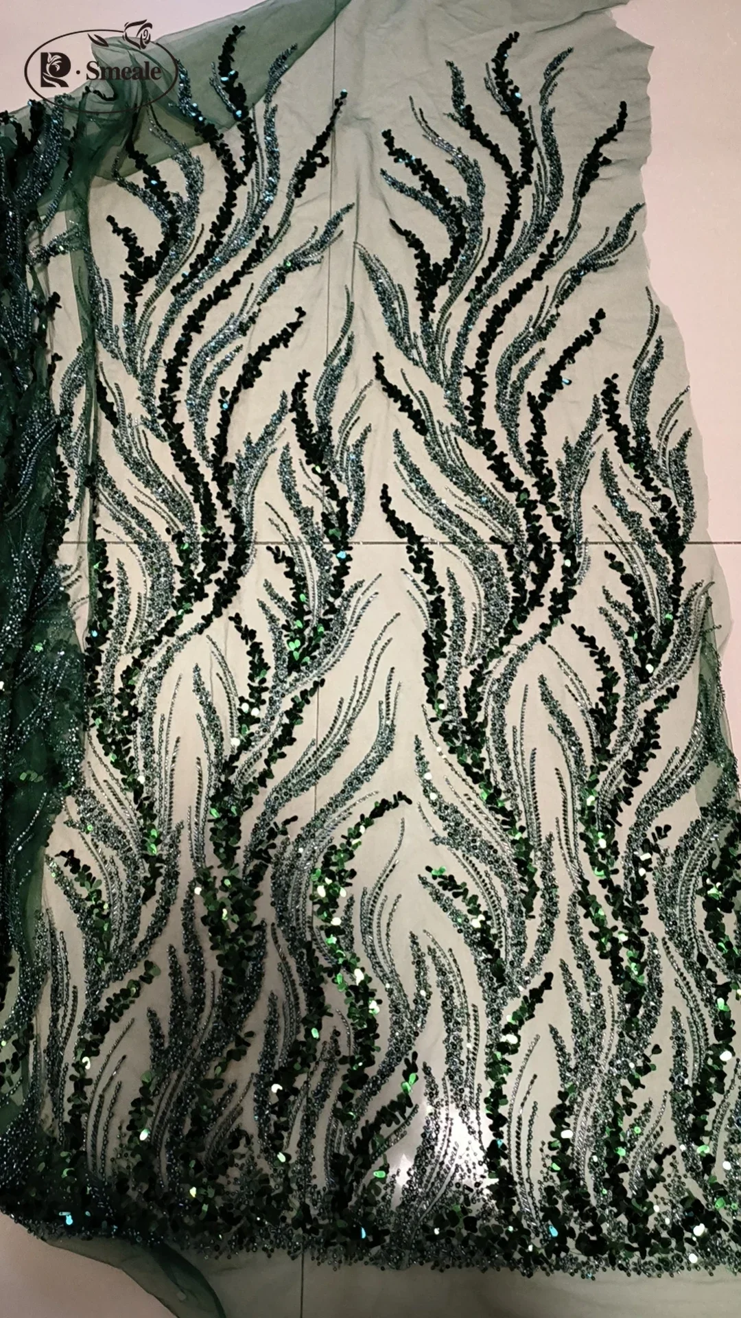 10 Colors 3D Beaded Lace Fabric with Shiny Sequin, Bridal Wedding Dress, DIY Decorative Fabric Background Decoration Accessories