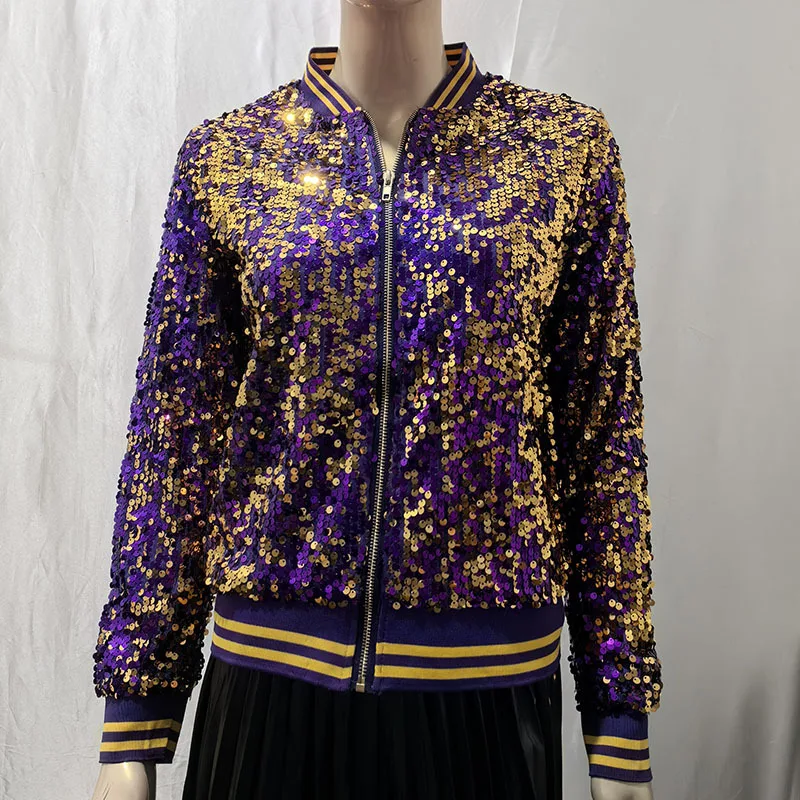 Women Sequins Jacket Long Sleeve   Fashion Coat 2025 Spring Autumn Outwear