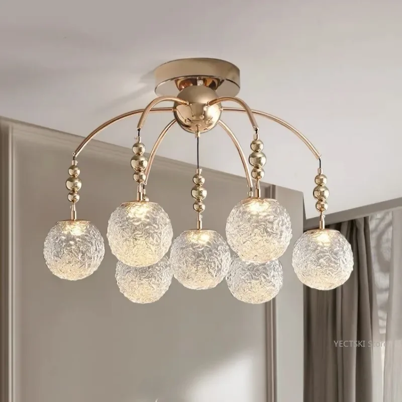 GHJUYIOL Luz colgante de estilo francés para sala de estar, estilo cremoso, estilo curativo, comedor, dormitorio principal, colgante de cristal romántico