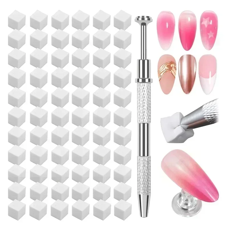 Mini Square Nail Art Sponge with 4 Claws Nail Sponge Metal Grabber Set Multipurpose Blush Gradient Sponges Beauty Manicure Tools