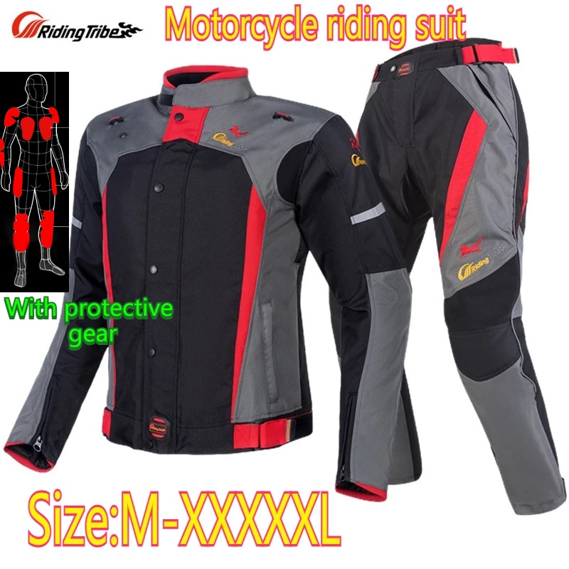 

Men Motorcycle Jacket and Pants Waterproof Fall Proof Cold Proof Warm Rain Proof Motorbike Jacket Protective Armor Four Seasons