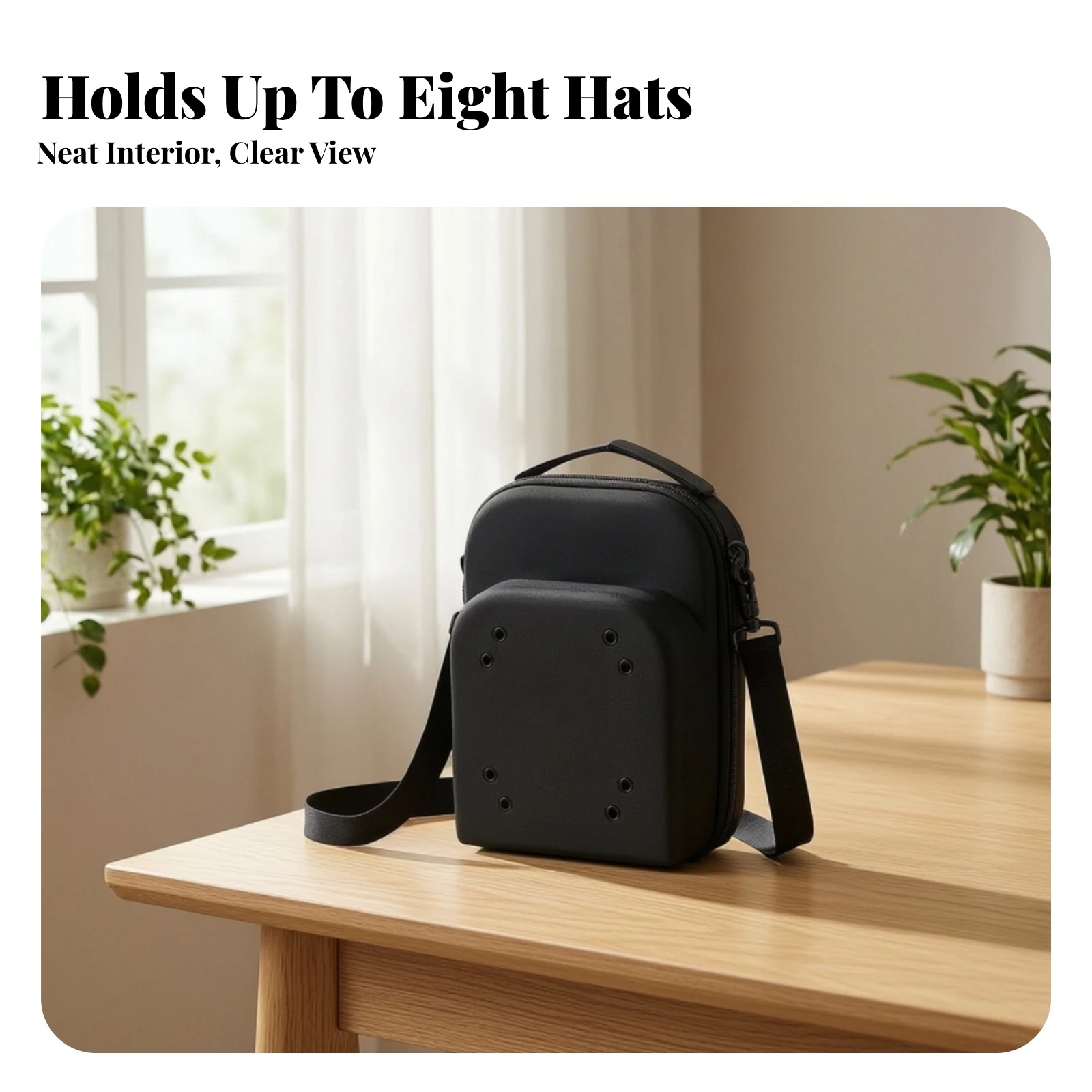 Baseball Cap Organizer with Zipper Portable Hat Storage Bag with Shoulder Strap Hat Travel Case Sturdy for Travelers