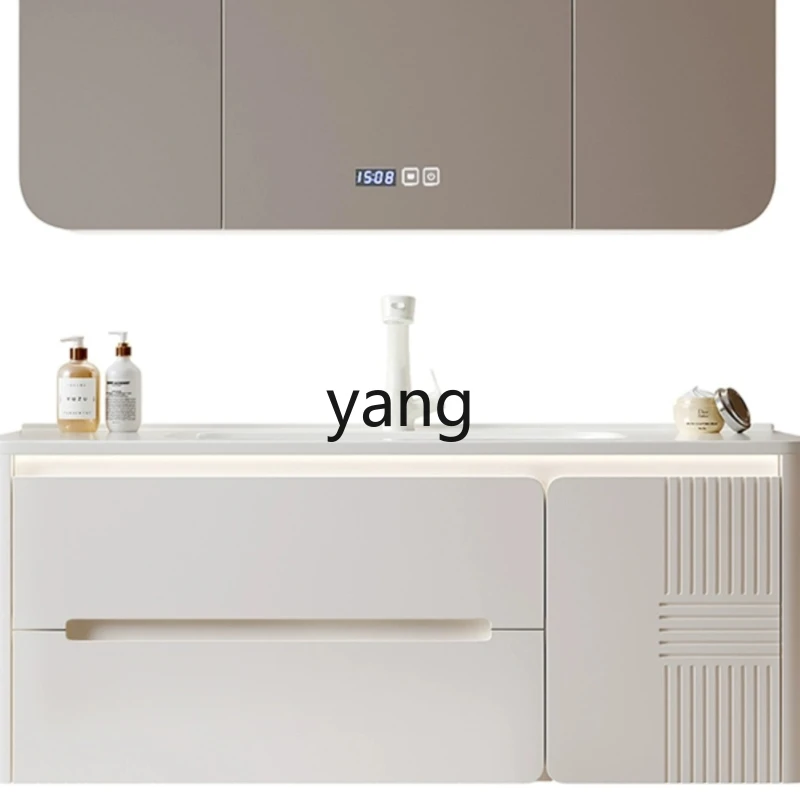 

CX Stone Plate Hot Bend Whole Washbin Bathroom Cabinet Combination Oak Paint Bathroom Cream Style