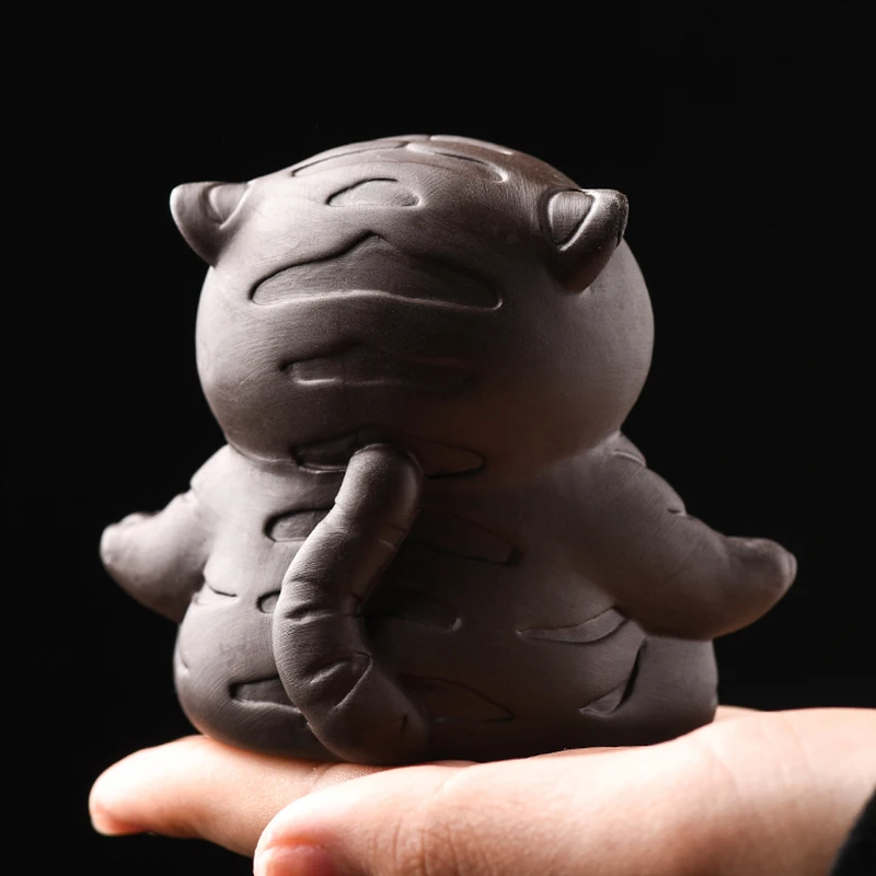 purple clay tiger tea pet zen Kung Fu  figure Tea Ceremony Accessories чайные фигуркиq handmade home ornaments