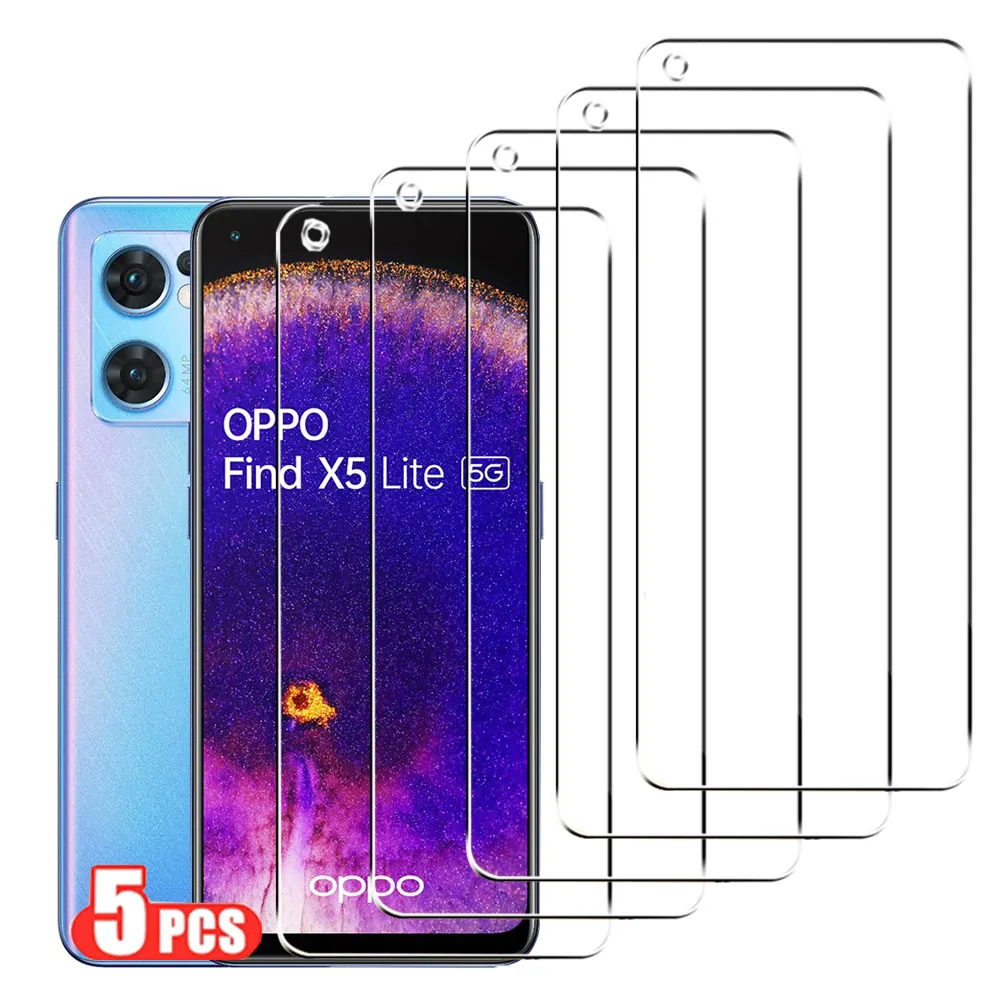 

5PCS For OPPO Find X5 X3 Lite Tempered Glass on Reno 8 5 Lite Screen Protector for OPPO Reno 8 8T 7 6 Pro Plus Protective Glass