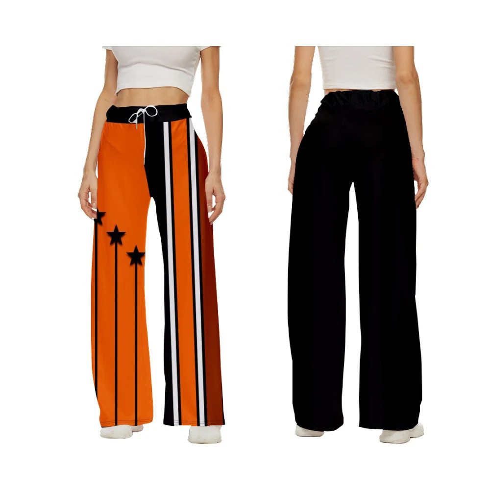 Star Stripe Full Length Wide Leg Pants Printed Thin Style Hipster Fashion Trousers Summer Korean Streetwear Women Clothing