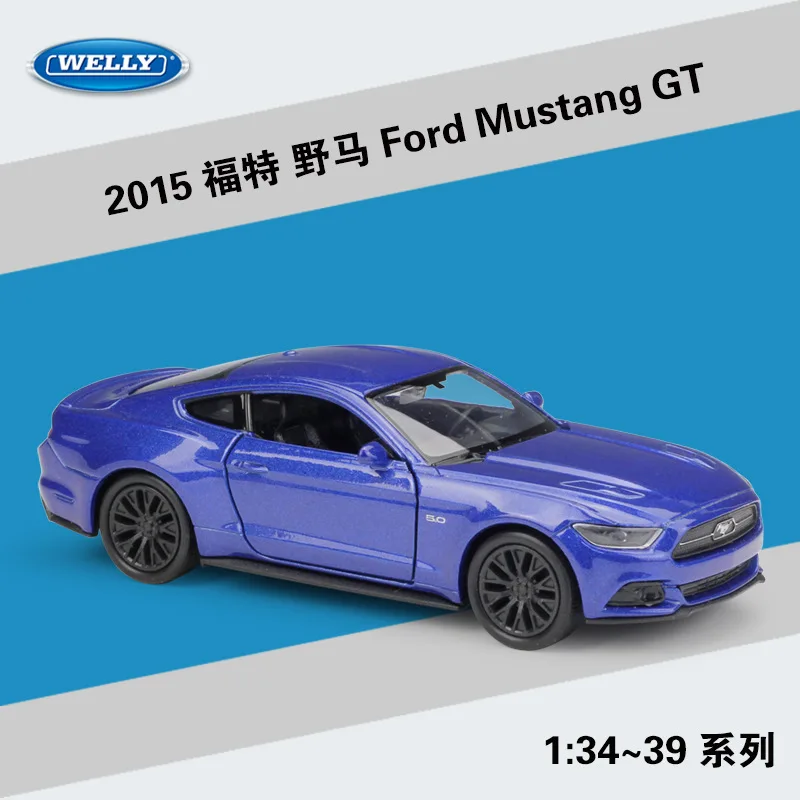 WELLY 1:36 2015 Ford Mustang GT Alloy Sports Car Model Simulation Diecast Metal Toy Vehicles Car Model Collection Childrens Gift