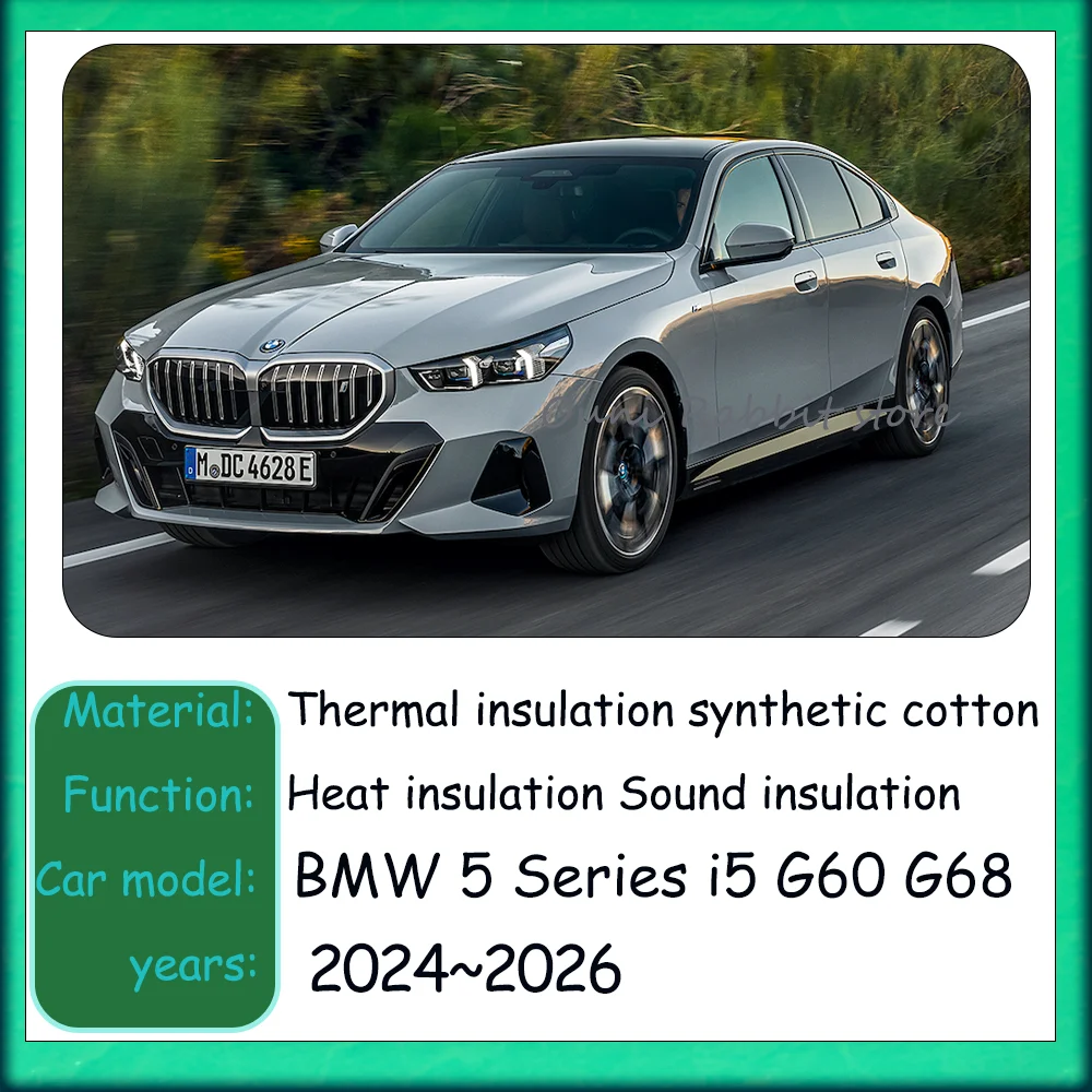 For BMW 5 Series i5 G60 G68 2024~2026 2025 Car Hood Engine Trunk lining Trunk Thermal Insulated Cotton Soundproof Mat Accessorie