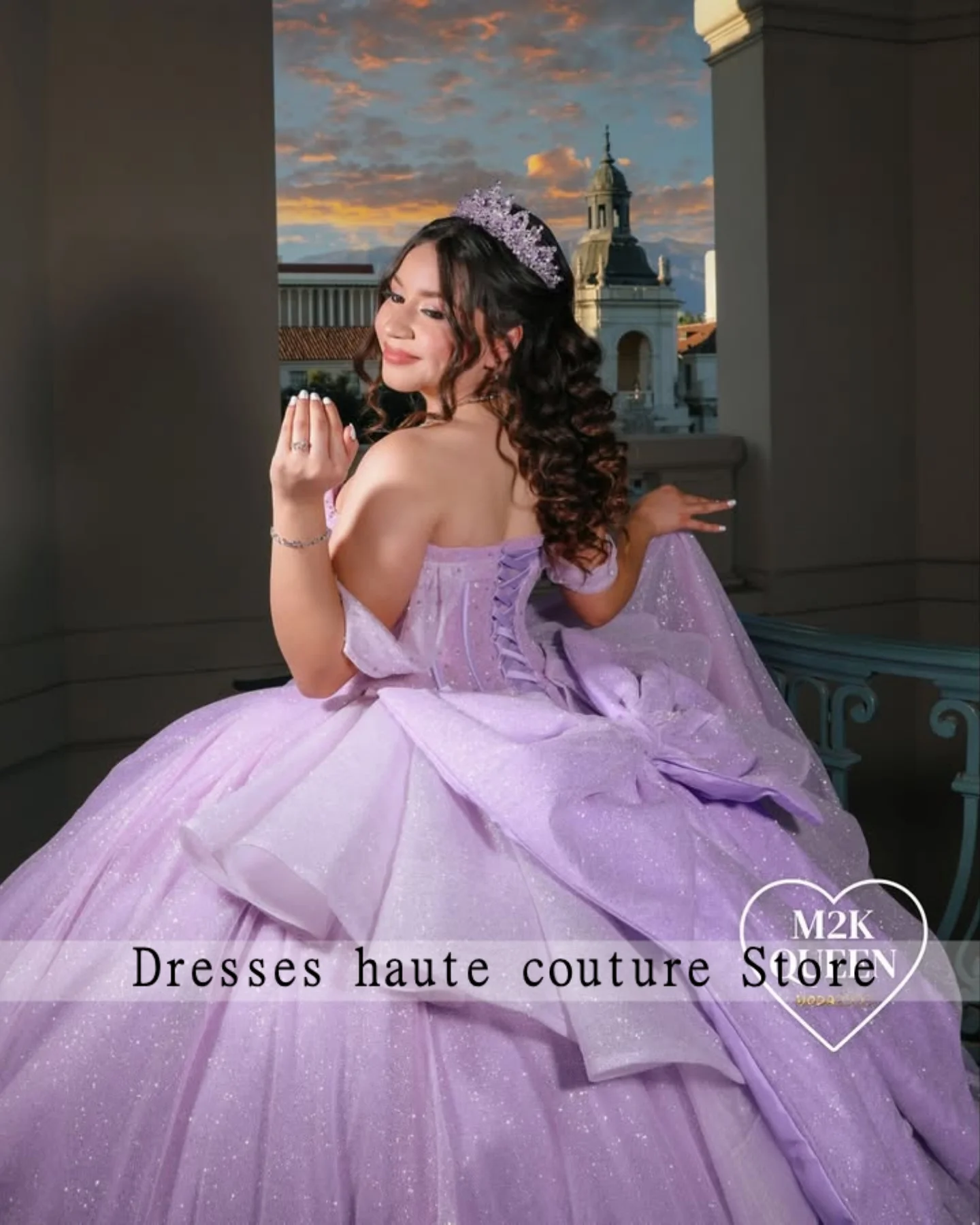 เงา Lilac ลูกปัด Quinceanera Ball Gown 2025 โบว์เลื่อม Applique หวาน 16 ชุดที่กําหนดเอง Vestidos De 15 Anos