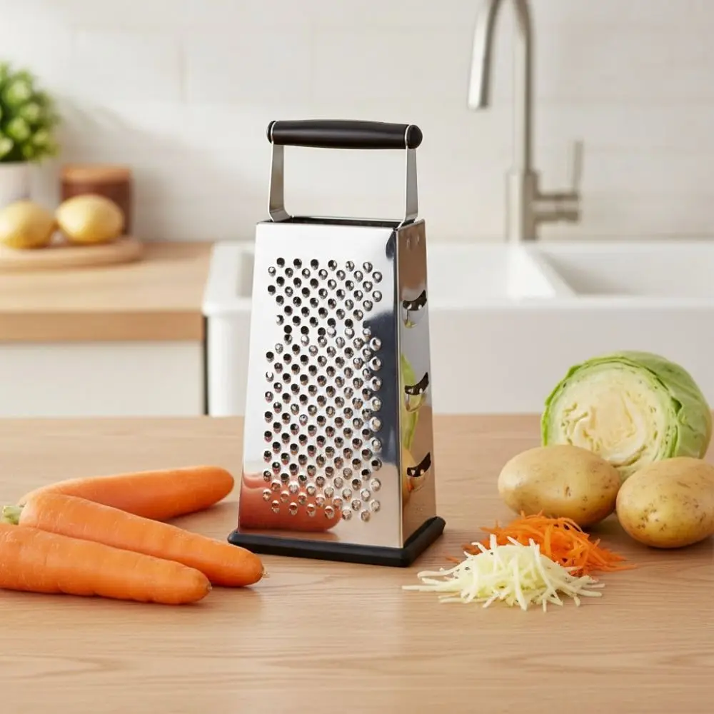 

Multifunctional 4-Sided Cheese Grater Tower Stainless Steel Non-slip Bottom Vegetable Zester Standing Comfortable Grip