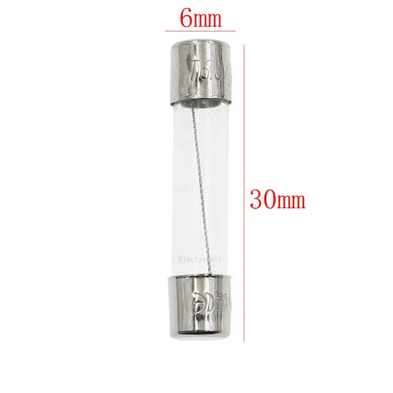 50Pcs 10Value 6x30mm T1A-T15A slow Blow Glass Tube Fuse Assorted Kit