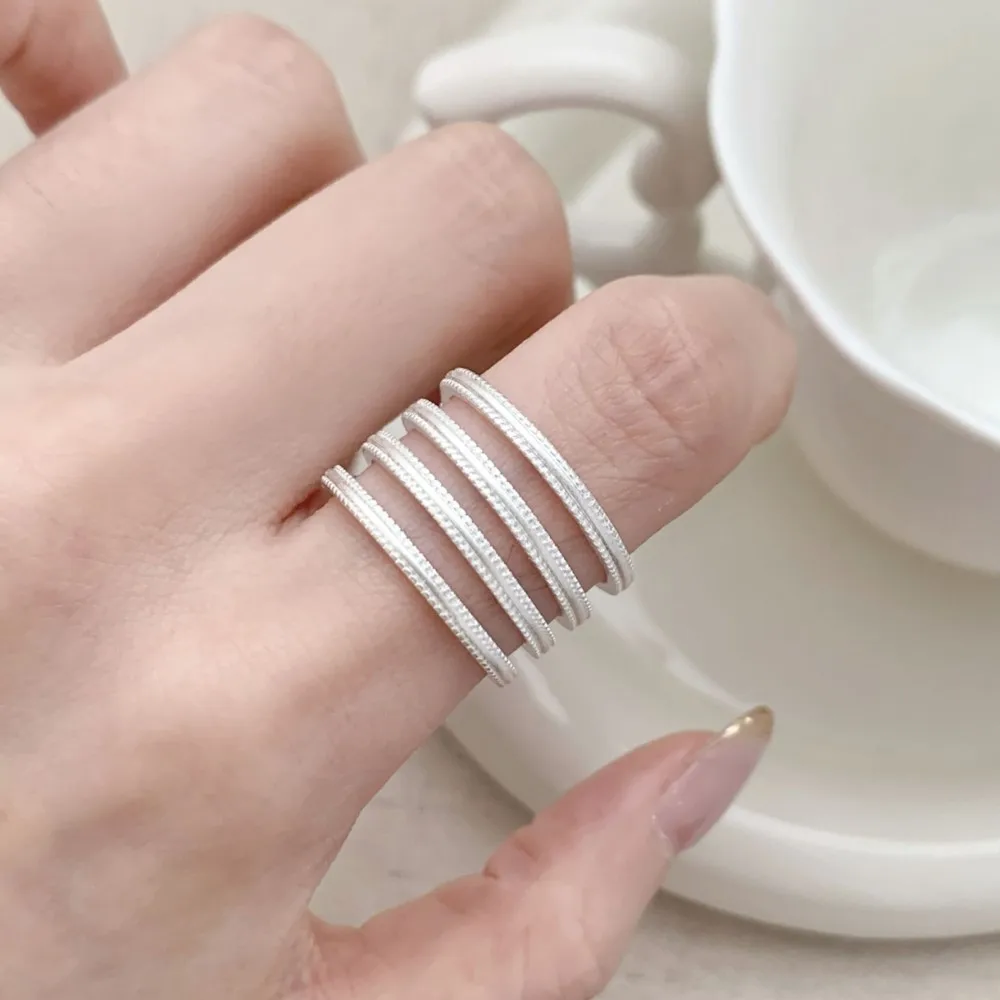PANJBJ 925 Sterling Rings for Women Fashion Geometric Handmade Irregular Strip Ring Party Christmas Gift Dropshipping