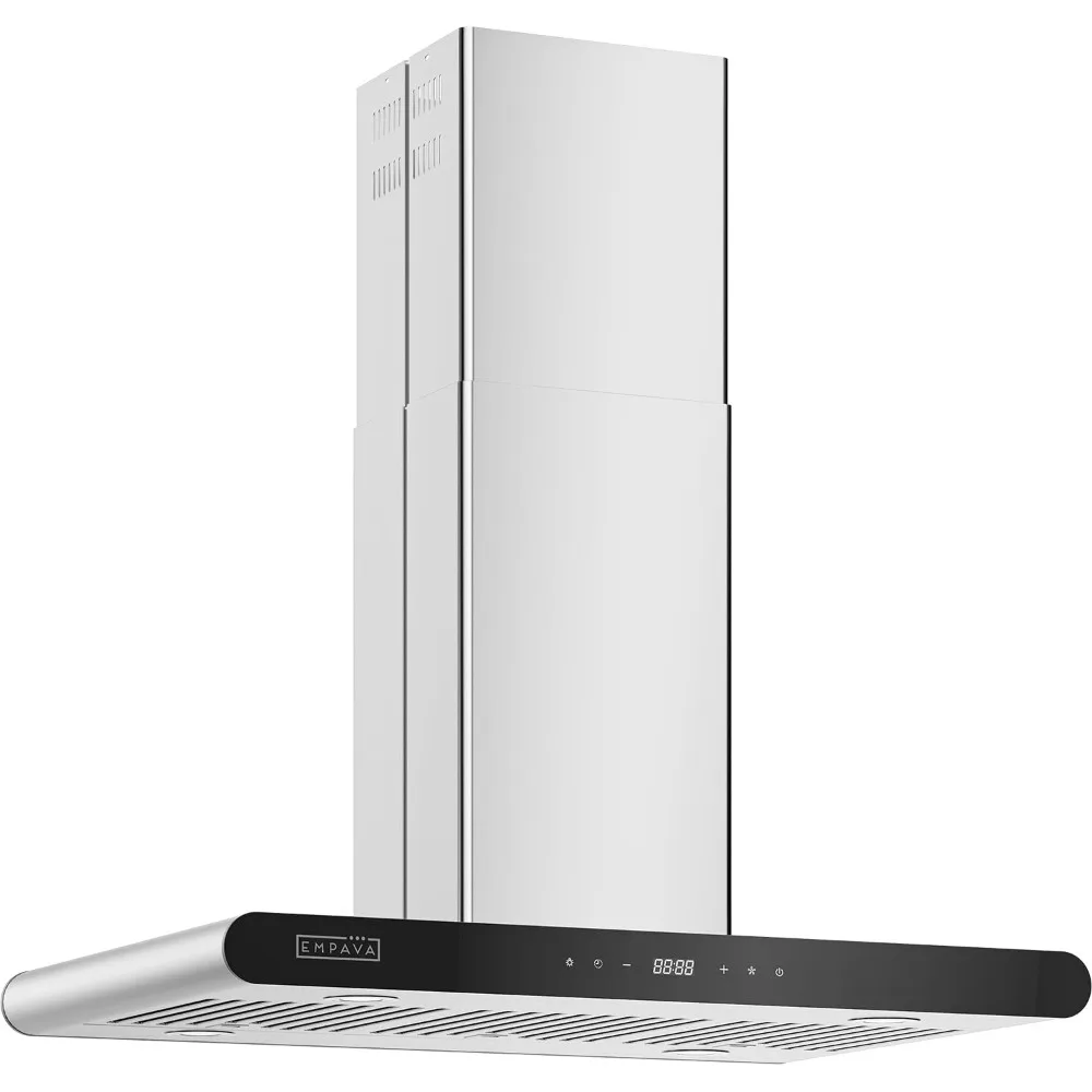 

Island Stove Range Hood Vent 36 Inch Ceiling Mount, 400 CFM，Dual-Sided Touch Control，3 Speeds，4 LED Lights，Stainless Steel