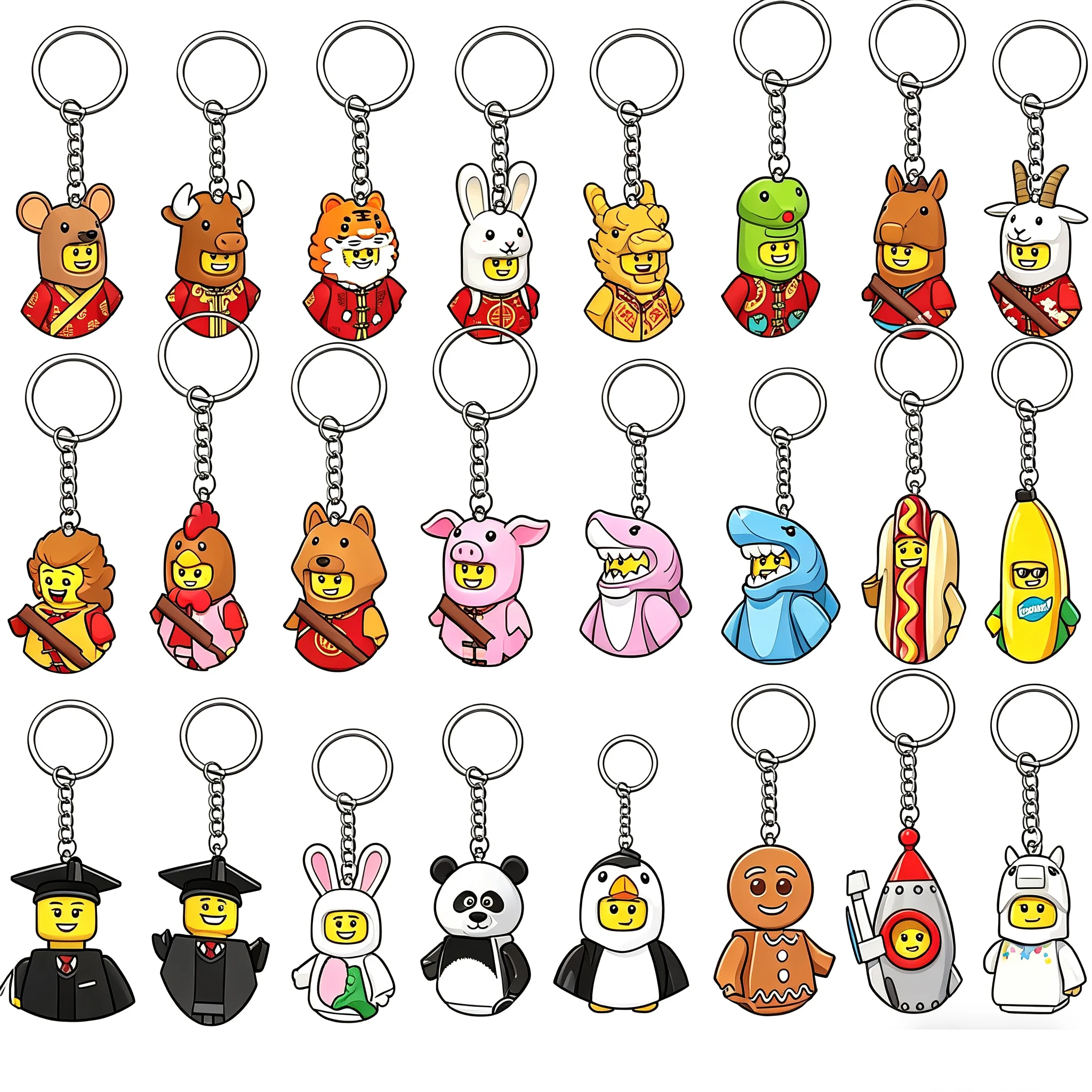 Hot Keychain Zodiac Signs Mini 3D DIY Character Model Set Building Blocks Assembling Toys Children's Birthday Gifts Boys Girls