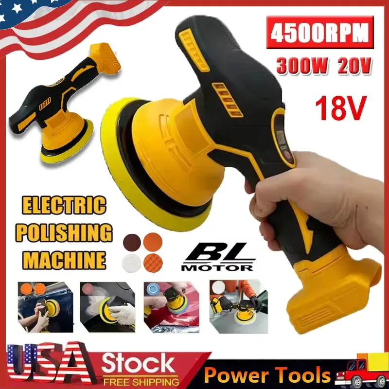 

8 Gears Digital Display Cordless Car Polisher Electric Polisher Auto Car Waxing Polishing Machine Fit Dewalt 18V Battery