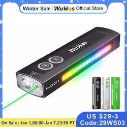 Wurkkos-HD01 Linterna multifuncional 1200 LM con luz verde luz blanca y luces RGB laterales 90CRI IP65 impermeable para senderismo