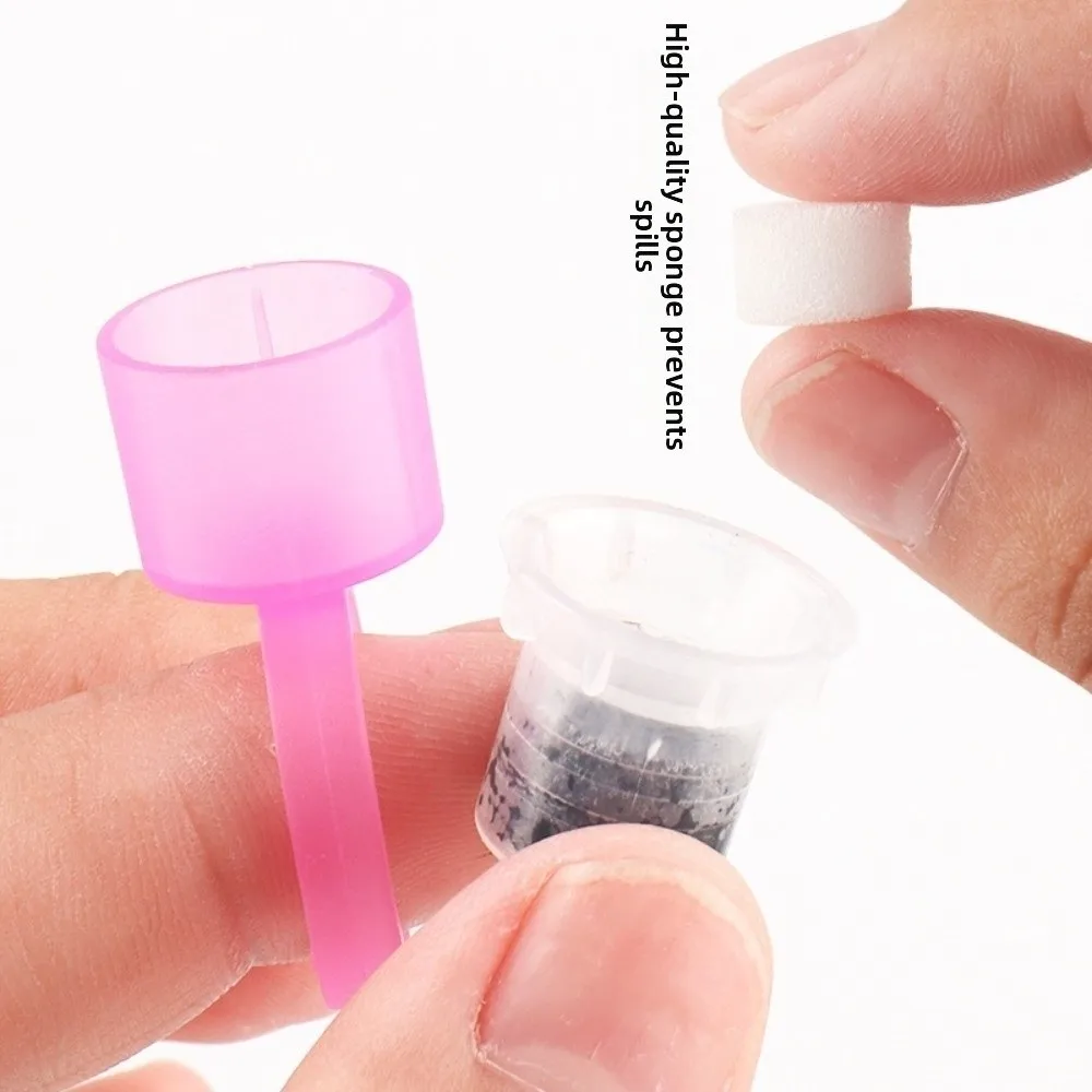 With Sponge Disposable Ring Cup Black/Pink No Divider Permanent Makeup Ink Cups Individually Package Medium Holder