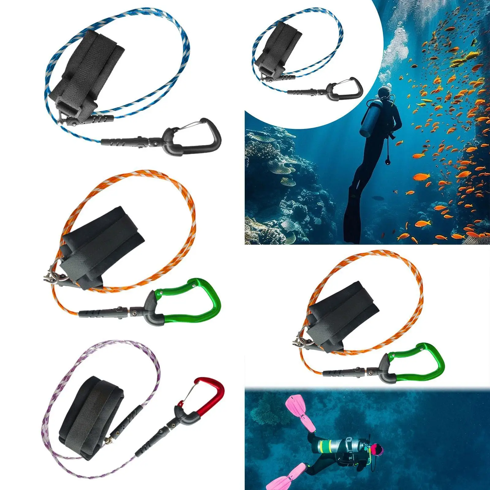 

Freediving Lanyard with Hook for Scuba Diving Underwater Sports Freediving