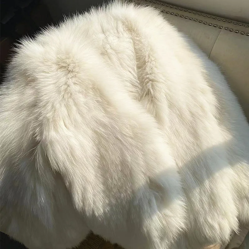 

2024 Haining fur autumn and winter new fox fur double-sided woven fur real fur coat for women's fashion and young style