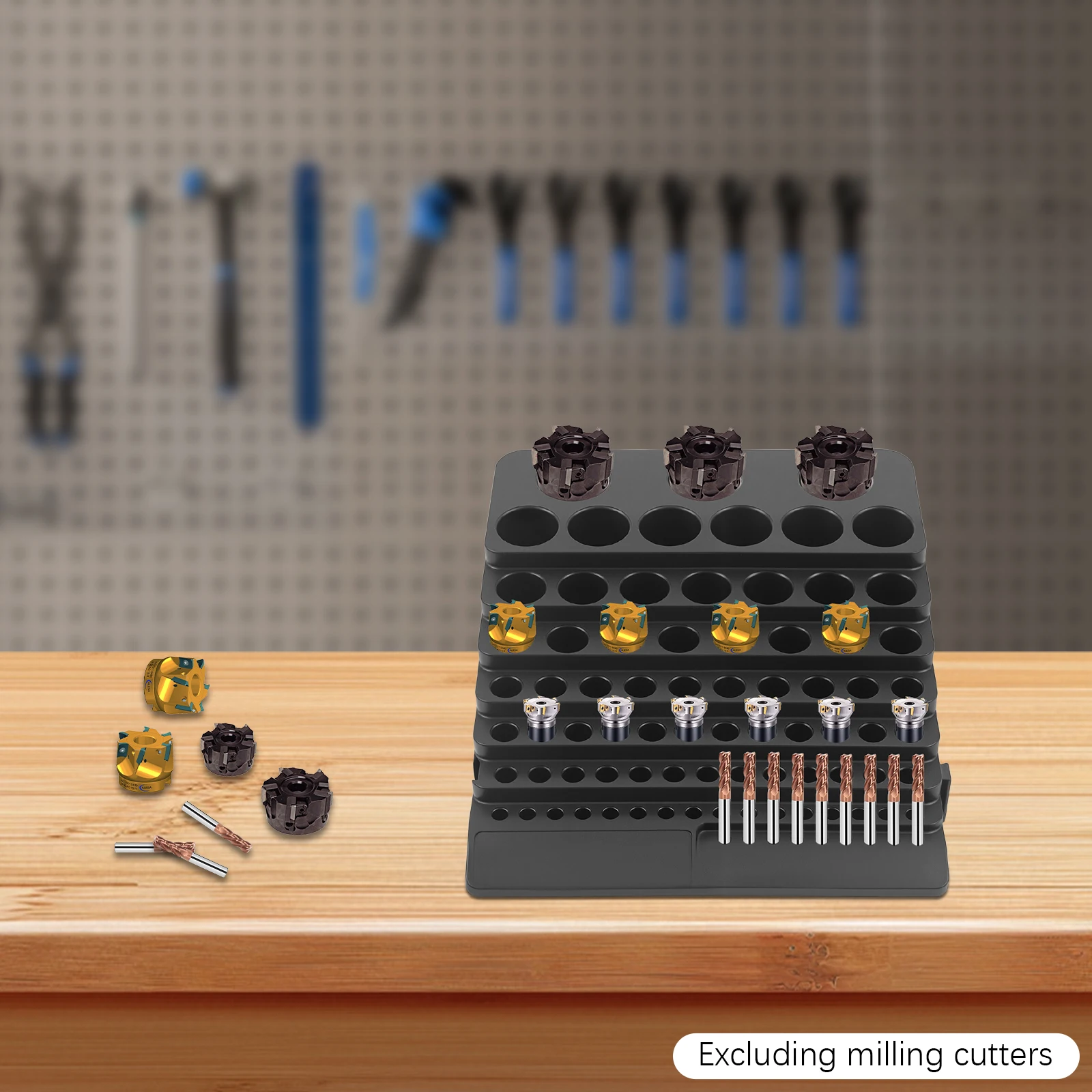 Drill Bit Organizer with Multi - Layer Storage,Milling Cutter Storage Box, 84 Holes Milling Cutter Storage Box,