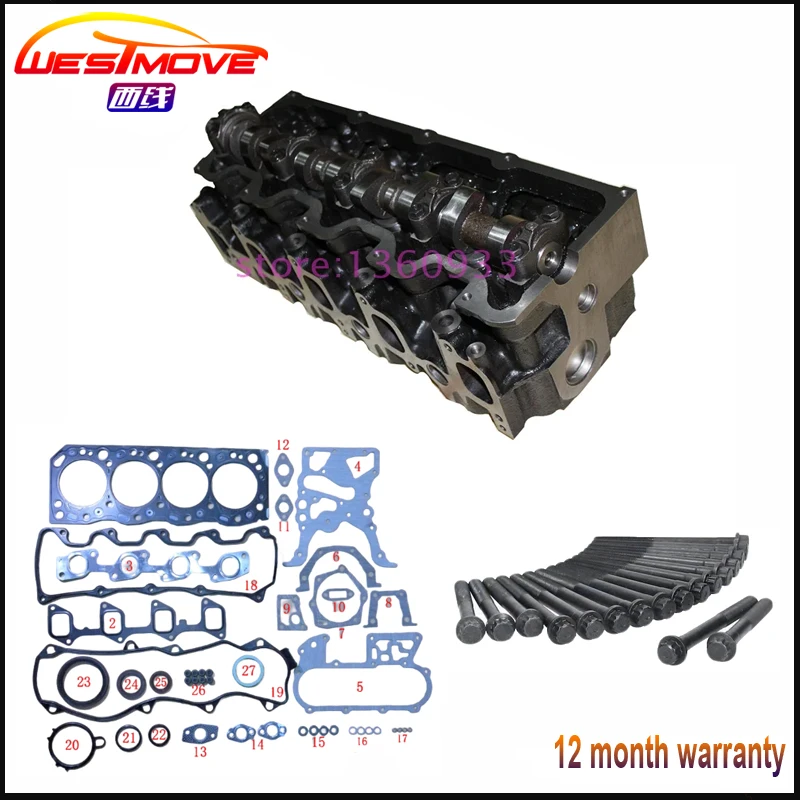 5L Engine complete cylinder head assembly gasket bolt for Toyota Hilux Dyna Hiace 2987cc 3.0 D 8v 1998- 11101-54150 11101-54151