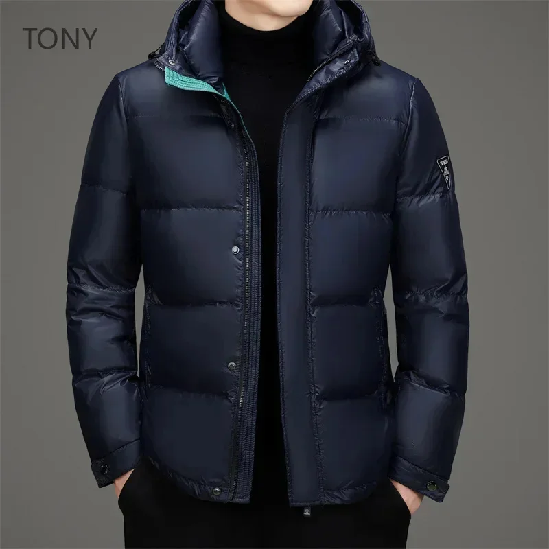 Black Gold Removable Hat Men's Down Jacket Designer Clothes Duck Short s Winter for Male Coat