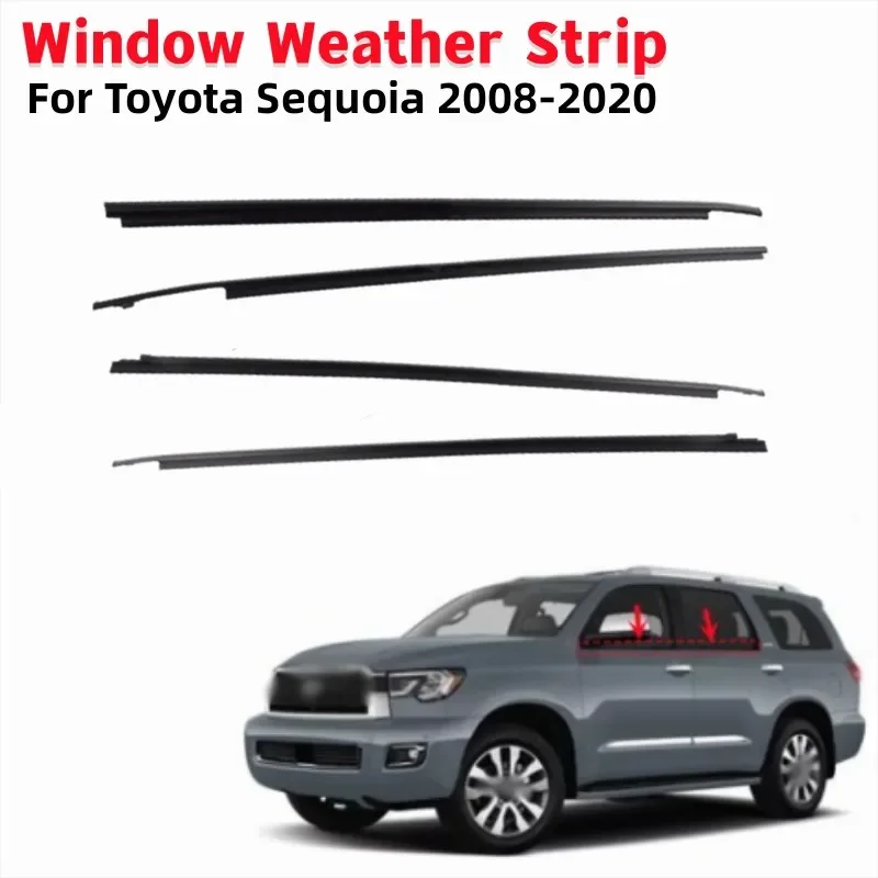 4Pcs/set Car Window Weather Strip Waterproof Pressure Strip For Toyota Sequoia 2008-2020