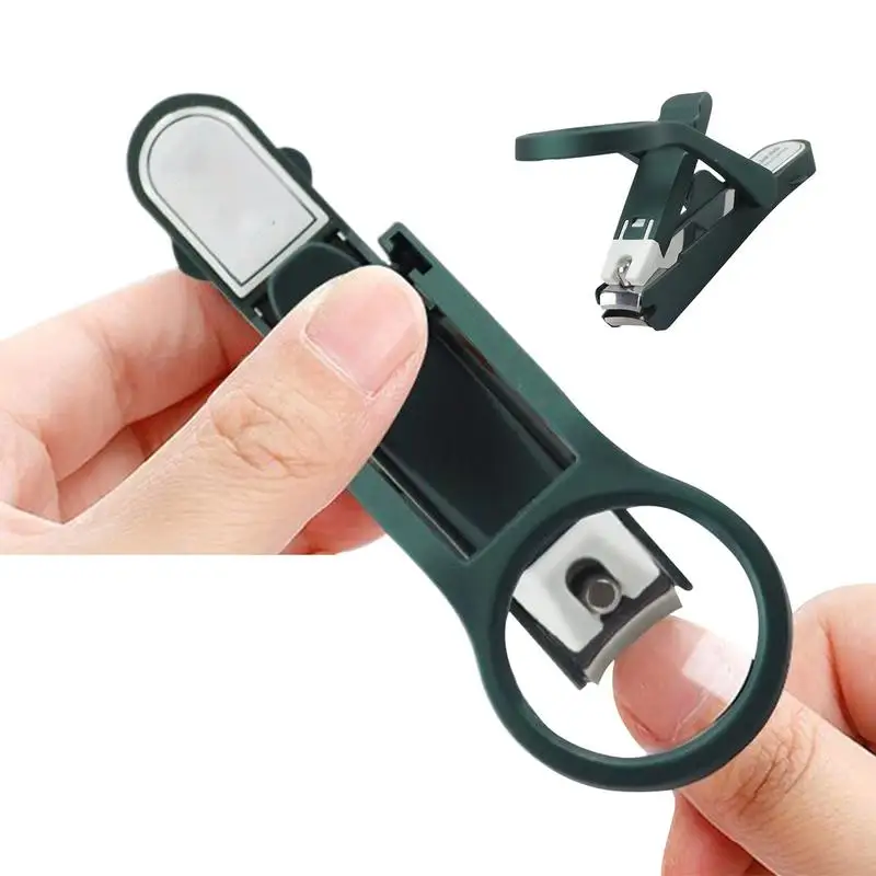 Creative Nail Clipper with Magnifying Glass for The Elderly Practical Anti-splash Stainless Steel Nail Clipper Beauty Tools