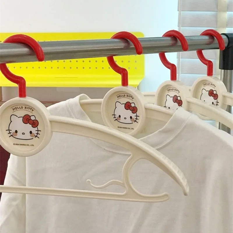 New Cute Hello Kitty Girly Plastic Clothes Hanger Bedroom Clothes Hanger Seamless Non-slip Student Dormitory Clothes Drying Rack