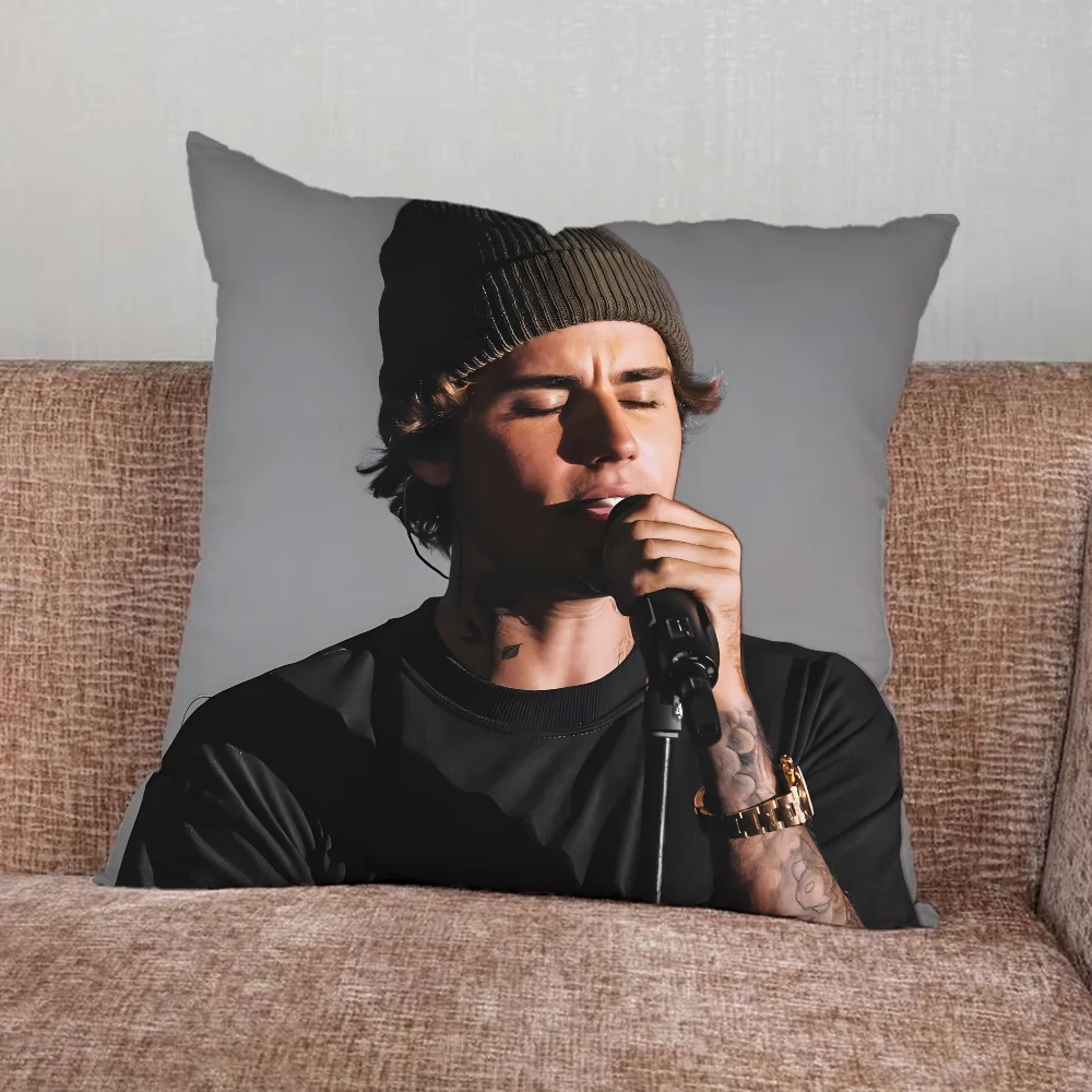 Singer J-Justin Bieber Pillow Case For Home Bedroom Car Office Decoration Living Room Sofa Cushion Cover Suitable