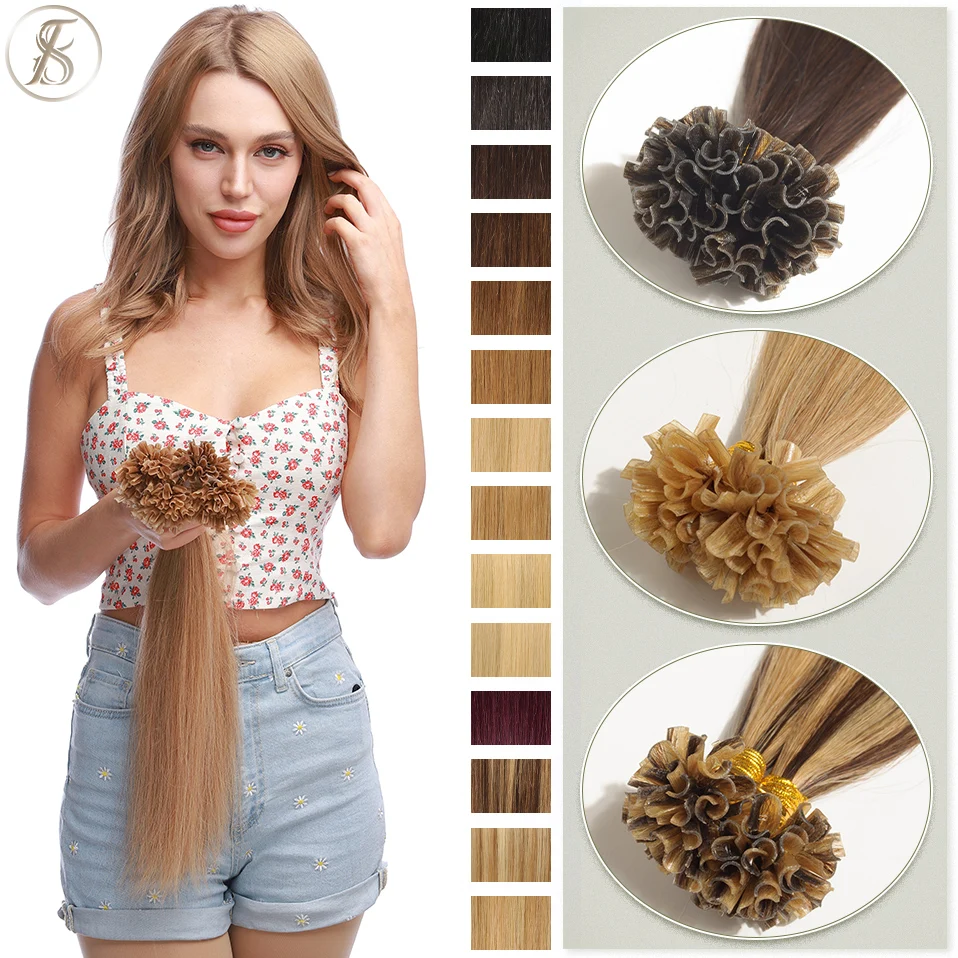 Tess 0,5 g/s u Spitze Haar verlängerungen 50g Micro link Keratin Fusion Echthaar Kapsel vor gebunden braun blond natürliche Haar verlängerung – Detail 1