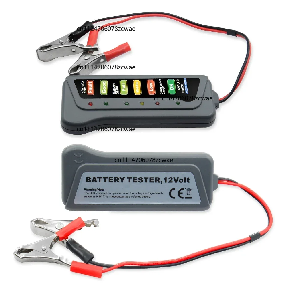 ZOCI-12V Digital Battery Alternator Tester with 6 LED Lights Display Battery Testers with Brake Fluid Tester For Car Motorcycle