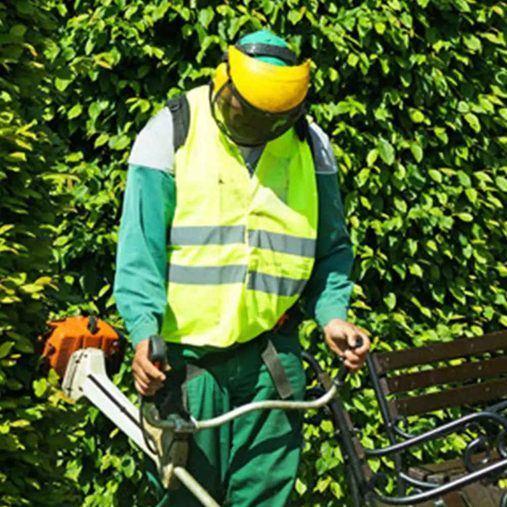 Garden Grass Trimmer Safety Helmet Hat with Full Face Mesh Protective Mask for Logging Brush Cutter Forestry Protection Tool