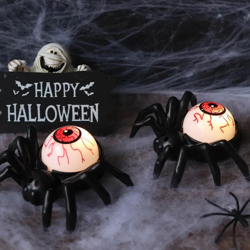 Halloween Explosive Eye Spider Lamp Horror Props Luminous Lights Home Bar Halloween Party Decor Supplies Toys For Kids Gifts