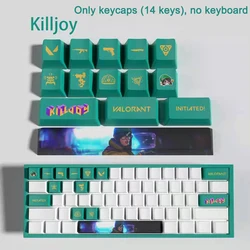 PBT Dye Sublimação Keycap para Interruptor MX, Keycaps Valorant, 14 Chaves, Deadlock, Harbor Jett, Viper, Brimstone Sova, Perfil OEM, Mini Set