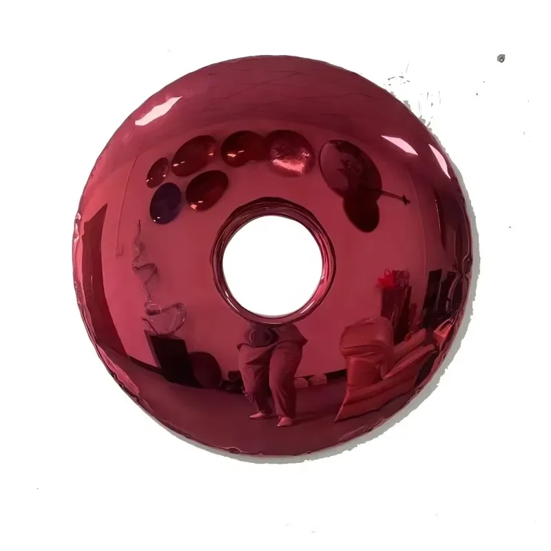 Modern Donuts Stainless Steel Mirror Wall Hanging Decor Metal Crafts Wall Art Eclectic Customizable Color 75cm Villa Hotel