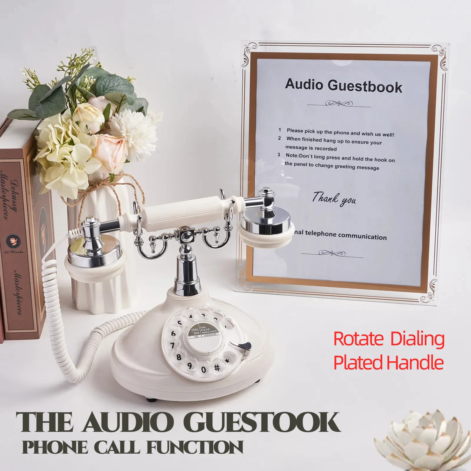 Vintage Rotary recorder Telephone Retro Telephone Guestbook Recording Phone for wedding